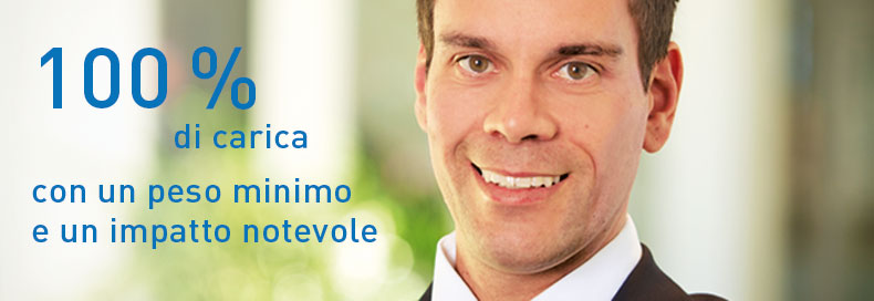 100% di carica con un peso minimo e un impatto notevole