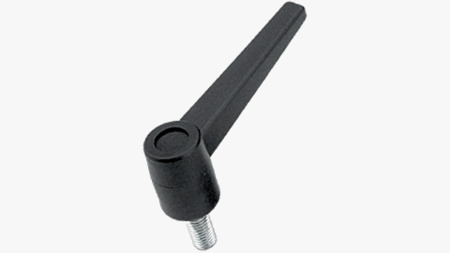 Lever handles with threaded stud