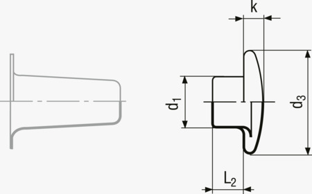 BN 946 Rivets tubulaires tête du rivet, pour rivets tubulaires à 2 pièces