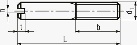 BN 433 Śruby bez łba z gwintem na części długości z rowkiem i końcem ściętym