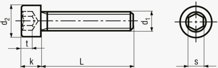BN 2068 Cylinderhoved skruer med indvendig sekskanthul, med fuldt gevind