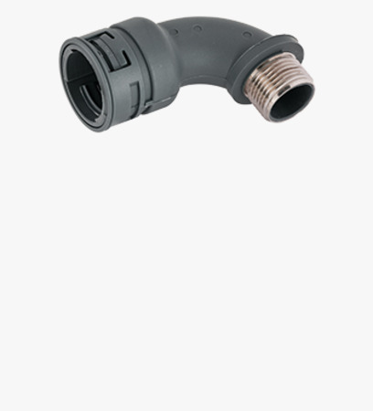 BN 22708 REIKU® VM BRG, metr. Arched elbows 90° with integrated seal and male metal thread