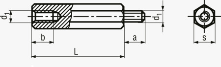 BN 3318 Distanční šestihranné sloupky s vnitřním a vnějším závitem