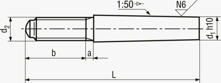 BN 863 Spine coniche con gambo filettato lunghezza costante del gambo filettato, non temprate, rettificate