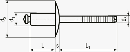 BN 21408 FASTEKS® FBR FSL…SSA2 Blindnitter Standard fladrundhoved