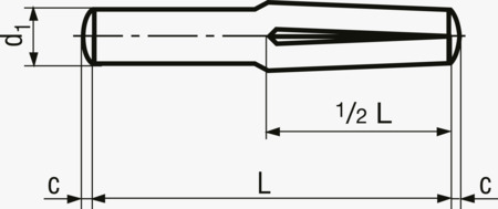 BN 885 Koniske kærvstifter med cylindrisk ende