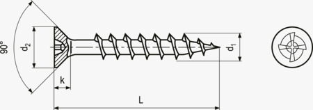 BN 31002 Én-vejs undersænkhovede træskruer med krydskærv Pozidriv form Z