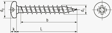 BN 615 SPAX® Wkręty do płyt wiórowych z łbem stożkowym zaokrąglonym z gwintem na całej długości i wgłębieniem krzyżowym Pozidriv typ Z z końcówką 4CUT