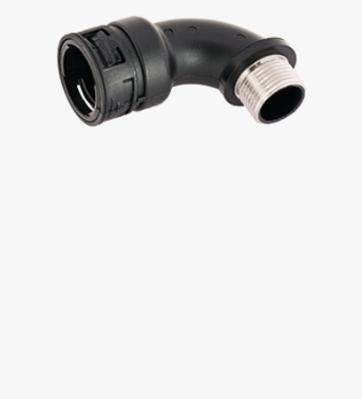 BN 22709 REIKU® VM BRB, metr. Arched elbows 90° with integrated seal and male metal thread
