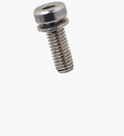 BN 22361 Cylinderhoved skruer med indvendig sekskant, lavt hoved og monteret med riflet låseskive
