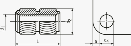 BN 1934 用於熱埋入或超音波埋入的螺紋襯套 無頭, S形滾花/圓形滾花, 用於熱塑性塑膠