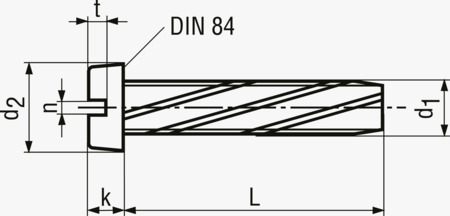 BN 1013 Gewinde-Schneidschrauben Form B, mit Zylinderkopf und Schlitz, metrisch
