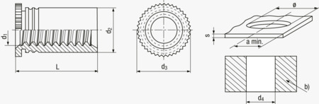 BN 20639 PEM® DSOS 薄頭壓鉚螺柱 通孔型, 帶 UNC 螺紋 用於金屬材料