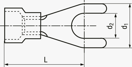 BN 22511 Nepájená lisovací kabelová očka  s PC izolací, vidlicovitý tvar