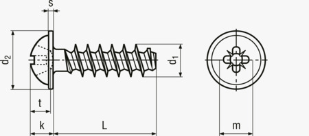 BN 20128 EJOT PT® Pan head screws with pressed washer with Pozidriv cross recess form Z