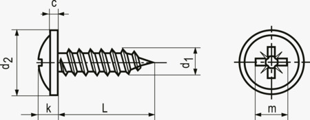 BN 14072 盤頭自攻牙螺絲 突緣, 米字穴 Z型, 尖尾 type C