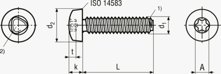 BN 5653 Panhoved gevindformende skruer ~form C, med metrisk gevind og indvendig 6-rund kærv