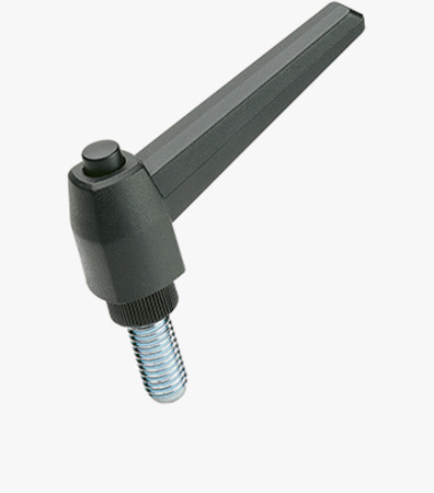 BN 14194 ELESA® MRX.p Adjustable handles with retaining pin and threaded stud, steel zinc plated