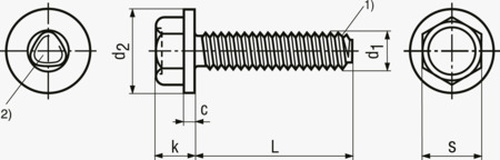 BN 3326 Gewindefurchende Sechskantschrauben ~Form D, mit Bund und metrischem Gewinde