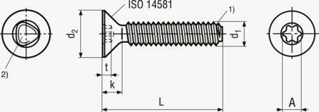 BN 13278 Hexalobular (6 Lobe) socket flat countersunk head thread forming screws ~type M, metric thread