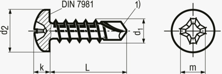 BN 1878 ecosyn® drill Vis autoperceuses à tête cylindrique bombée avec empreinte cruciforme Phillips forme H