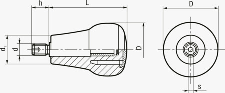 BN 14283 ELESA® IEL+x-SOFT Impugnature girevoli con calotta di chiusura perno filettato in acciaio zincato con cava esagonale