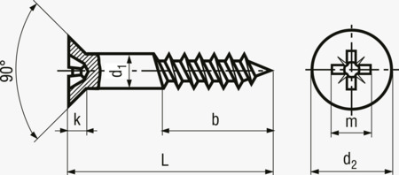 BN 5948 Viti per legno a testa svasata piana con impronta a croce Pozidriv forma Z