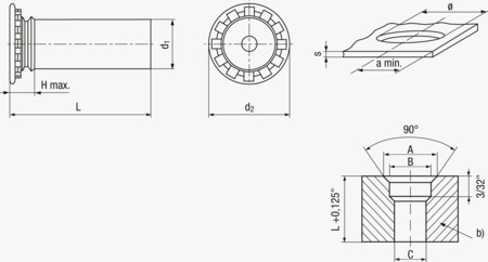 BN 53625 PEM® FHS Self-clinching pins inch-version, for metallic materials