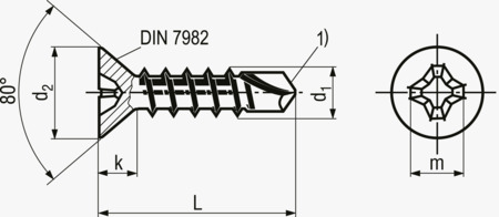 BN 1879 ecosyn® drill Vis autoperceuses à tête fraisée avec empreinte cruciforme Phillips forme H
