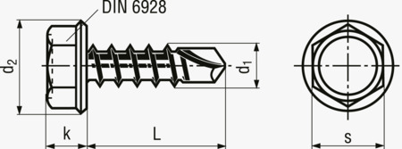 BN 33019 Sekskanthoved borskruer uden tætningsskive
