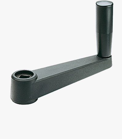 BN 14111 ELESA® MT-AS Crank handles with revolving handle and black-oxide steel boss with square through-hole H9