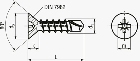 BN 85325 Viti autoperforanti a testa svasata piana con impronta a croce Pozidriv forma Z