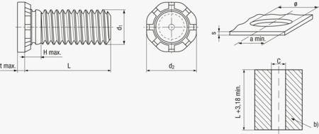 BN 26648 PEM® HFHS Self-clinching threaded studs for metallic materials