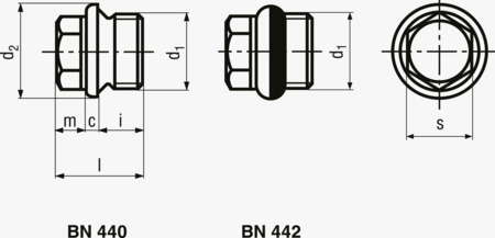 BN 442 Hex head screw plugs with shoulder, pipe thread with sealing ring