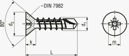 BN 14728 ecosyn® MRX Viti autoperforanti a testa svasata piana con impronta a croce Pozidriv forma Z