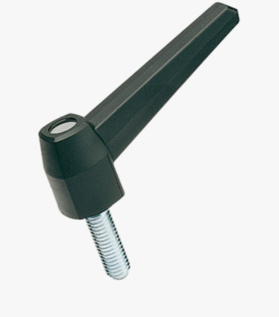 BN 14179 ELESA® MF.p Lever handles with threaded stud, steel zinc plated