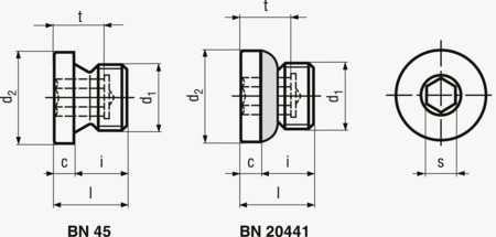 BN 45 Verschlussschrauben mit Innensechskant und Bund, Rohrgewinde ohne Dichtring