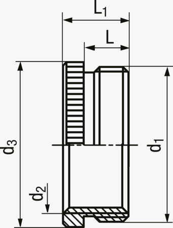 BN 22045 JACOB® Adattatori zigrinati da filettatura Pg a filettatura metrica