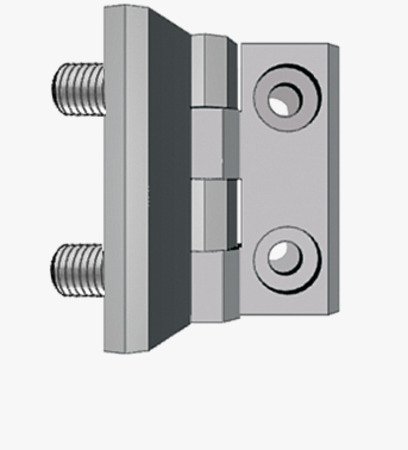 BN 13508 ELESA® CFM-p-CH Bisagras con vástagos roscados de acero niquelado y perforaciones de paso para tornillos cilíndricos