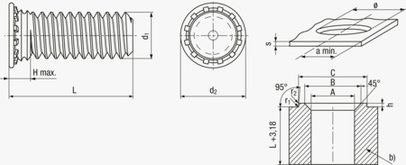 BN 20529 PEM® FHP Self-clinching threaded studs for stainless steel and metallic materials