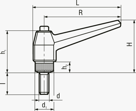 BN 14194 ELESA® MRX.p Verstellbare Klemmhebel mit Koppelungsknopf, Gewindebolzen Stahl verzinkt