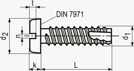 BN 1014 Vis autotaraudeuses à tête cylindrique type 1 avec filetage de vis à tôle et fente