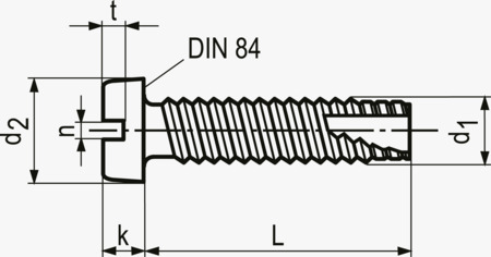 BN 1017 Cylinderhoved skæreskruer Type 2 med metrisk gevind og lige kærv