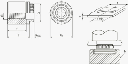 BN 20642 PEM® KFE 壓鉚螺柱 用於印刷電路板與其他塑料