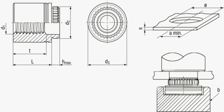 BN 20605 PEM® KFSE 壓鉚螺柱 用於印刷電路板與其他塑料