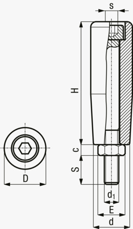 BN 3022 FASTEKS® FAL Zylindergriffe mit Schraube drehbar, mit Kontermutter