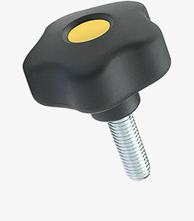 BN 20069 ELESA® VCT.p SOFT Lobe knobs with threaded stud, steel zinc plated