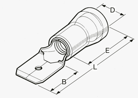 BN 20375 BM Flachstecker mit Antivibrations-Hülse aus Kupfer und PVC-Isolation