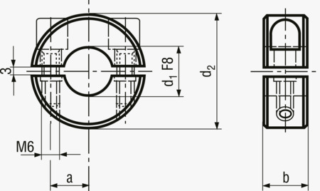 BN 5208 Svěrné kroužky lehká řada, dvoudílné, se šroubem s válcovou hlavou s vnitřním šestihranem