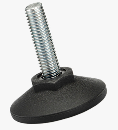 BN 13570 ELESA® LX Levelling elements with threaded bolt, without non slip rubber insert Threaded bolt: <b>steel zinc plated</b>